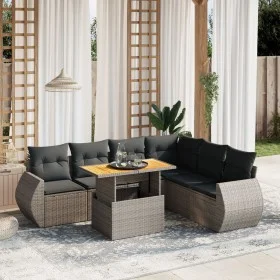 Set de sofás de jardín 7 piezas con cojines ratán PE gris by vidaXL, Garden sets - Ref: Foro24-3272215, Price: 487,47 €, Disc...