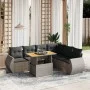 Set de sofás de jardín 7 piezas con cojines ratán PE gris de vidaXL, Conjuntos de jardín - Ref: Foro24-3272215, Precio: 487,3...