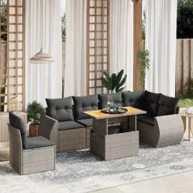 Set de sofás de jardín 7 piezas con cojines ratán PE gris by vidaXL, Garden sets - Ref: Foro24-3272222, Price: 487,47 €, Disc...