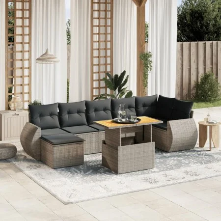 Gartensofa-Set, 8-teilig, mit grauen Kissen aus synthetischem Rattan. von vidaXL, Gartensets - Ref: Foro24-3272306, Preis: 52...