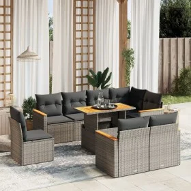 Set de muebles de jardín 9 pzas y cojines ratán sintético gris by vidaXL, Garden sets - Ref: Foro24-3273174, Price: 583,69 €,...