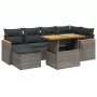 7-teiliges Gartensofa-Set mit grauen PE-Rattan-Kissen. von vidaXL, Gartensets - Ref: Foro24-3273181, Preis: 427,52 €, Rabatt: %