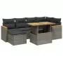 7-teiliges Gartensofa-Set mit grauen PE-Rattan-Kissen. von vidaXL, Gartensets - Ref: Foro24-3273181, Preis: 435,37 €, Rabatt: %