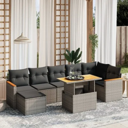 Set de sofás de jardín 8 pzas y cojines ratán sintético gris by vidaXL, Garden sets - Ref: Foro24-3273188, Price: 491,88 €, D...