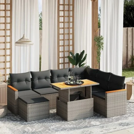 Set de sofás de jardín 8 pzas y cojines ratán sintético gris by vidaXL, Garden sets - Ref: Foro24-3273195, Price: 491,88 €, D...