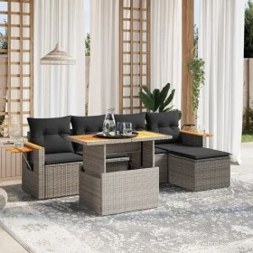 Set de muebles de jardín 6 pzas y cojines ratán sintético gris by vidaXL, Garden sets - Ref: Foro24-3271732, Price: 381,27 €,...