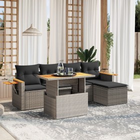 Set de muebles de jardín 6 pzas y cojines ratán sintético gris by vidaXL, Garden sets - Ref: Foro24-3271732, Price: 379,81 €,...