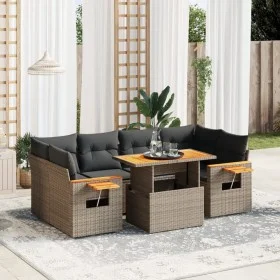 7-teiliges Gartensofa-Set mit grauen PE-Rattan-Kissen. von vidaXL, Gartensets - Ref: Foro24-3273419, Preis: 485,69 €, Rabatt: %