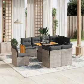 Gartenmöbel-Set 9-teilig mit grauen Polstern aus synthetischem Rattan von vidaXL, Gartensets - Ref: Foro24-3274056, Preis: 63...