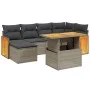 7-teiliges Gartensofa-Set mit grauen PE-Rattan-Kissen. von vidaXL, Gartensets - Ref: Foro24-3274063, Preis: 460,02 €, Rabatt: %