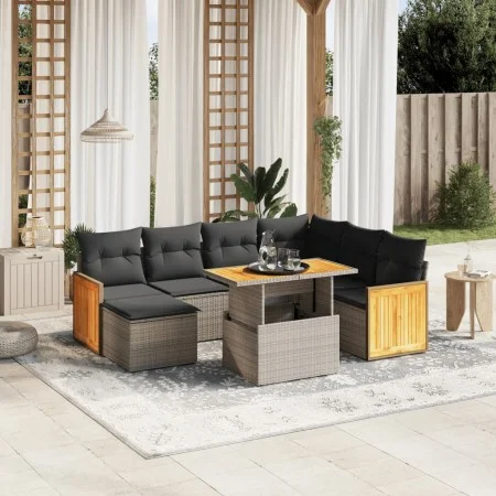 Set de sofás de jardín 8 pzas y cojines ratán sintético gris by vidaXL, Garden sets - Ref: Foro24-3274077, Price: 511,14 €, D...
