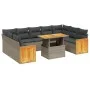 Set de sofás de jardín 10 pzas con cojines ratán sintético gris by vidaXL, Garden sets - Ref: Foro24-3274105, Price: 639,55 €...