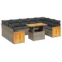 Set de sofás de jardín 10 pzas con cojines ratán sintético gris by vidaXL, Garden sets - Ref: Foro24-3274105, Price: 631,66 €...