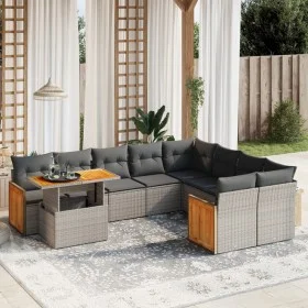 Set de sofás de jardín 10 pzas con cojines ratán sintético gris by vidaXL, Garden sets - Ref: Foro24-3274126, Price: 639,55 €...