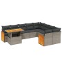 Gartensofa-Set, 10-teilig, mit grauen Polstern aus synthetischem Rattan von vidaXL, Gartensets - Ref: Foro24-3274126, Preis: ...