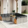 Set de sofás de jardín 11 pzas y cojines ratán sintético gris by vidaXL, Garden sets - Ref: Foro24-3274147, Price: 698,94 €, ...