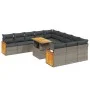Set de sofás de jardín 11 pzas y cojines ratán sintético gris by vidaXL, Garden sets - Ref: Foro24-3274147, Price: 698,94 €, ...