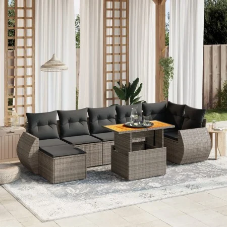 Gartensofa-Set, 8-teilig, mit grauen Kissen aus synthetischem Rattan. von vidaXL, Gartensets - Ref: Foro24-3275825, Preis: 53...