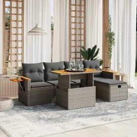 Gartenmöbel-Set, 6-teilig, mit grauen Polstern aus synthetischem Rattan. von vidaXL, Gartensets - Ref: Foro24-3276140, Preis:...