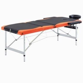 Camilla de masaje plegable 3 zonas aluminio negro y naranja