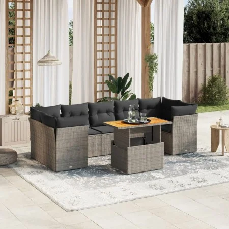 Gartensofa-Set, 8-teilig, mit grauen Kissen aus synthetischem Rattan. von vidaXL, Gartensets - Ref: Foro24-3270703, Preis: 52...