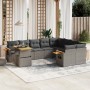 Gartensofa-Set, 10-teilig, mit grauen Polstern aus synthetischem Rattan von vidaXL, Gartensets - Ref: Foro24-3273685, Preis: ...