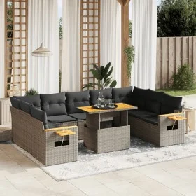 Gartensofa-Set, 10-teilig, mit grauen Polstern aus synthetischem Rattan von vidaXL, Gartensets - Ref: Foro24-3273664, Preis: ...