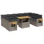 Gartensofa-Set, 10-teilig, mit grauen Polstern aus synthetischem Rattan von vidaXL, Gartensets - Ref: Foro24-3273664, Preis: ...