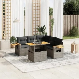 Gartenmöbel-Set, 6-teilig, mit grauen Polstern aus synthetischem Rattan. von vidaXL, Gartensets - Ref: Foro24-3273517, Preis:...