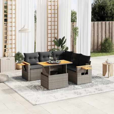 Set de muebles de jardín 6 pzas y cojines ratán sintético gris by vidaXL, Garden sets - Ref: Foro24-3273517, Price: 411,22 €,...