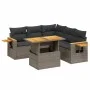 Gartenmöbel-Set, 6-teilig, mit grauen Polstern aus synthetischem Rattan. von vidaXL, Gartensets - Ref: Foro24-3273517, Preis:...