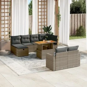 Gartensofagarnitur 11-teilig mit grauen Polstern aus synthetischem Rattan von vidaXL, Gartensets - Ref: Foro24-3276516, Preis...