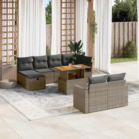 Set de sofás de jardín 11 pzas y cojines ratán sintético gris by vidaXL, Garden sets - Ref: Foro24-3276516, Price: 622,58 €, ...