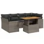 Set de sofás de jardín 7 piezas con cojines ratán PE gris de vidaXL, Conjuntos de jardín - Ref: Foro24-3271214, Precio: 471,9...