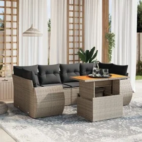 Set de sofás de jardín 7 piezas con cojines ratán PE gris by vidaXL, Garden sets - Ref: Foro24-3272096, Price: 495,53 €, Disc...