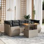 Set de sofás de jardín 7 piezas con cojines ratán PE gris by vidaXL, Garden sets - Ref: Foro24-3272096, Price: 480,98 €, Disc...
