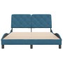 Bed frame with blue velvet headboard 140x200 cm by vidaXL, Beds and slatted bases - Ref: Foro24-3207927, Price: 206,16 €, Dis...
