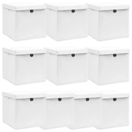 Storage boxes with lids 10 pcs white fabric 32x32x32 cm by vidaXL, Storage baskets - Ref: Foro24-288352, Price: 65,81 €, Disc...