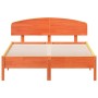 Bed frame with wax brown pine wood headboard 140x190 cm by vidaXL, Beds and slatted bases - Ref: Foro24-3207228, Price: 187,6...