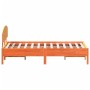 Bed frame with wax brown pine wood headboard 140x190 cm by vidaXL, Beds and slatted bases - Ref: Foro24-3207228, Price: 187,6...