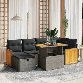 7-teiliges Gartensofa-Set mit grauen PE-Rattan-Kissen. von vidaXL, Gartensets - Ref: Foro24-3276252, Preis: 465,27 €, Rabatt: %