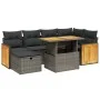 7-teiliges Gartensofa-Set mit grauen PE-Rattan-Kissen. von vidaXL, Gartensets - Ref: Foro24-3276252, Preis: 465,52 €, Rabatt: %