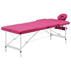 Camilla de masaje plegable 3 zonas aluminio rosa
