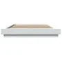 White engineered wood bed frame with LED 120x190 cm by vidaXL, Beds and slatted bases - Ref: Foro24-3281140, Price: 178,78 €,...