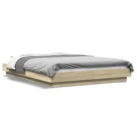 Sonoma oak wood bed frame with LED lights 120x190 cm by vidaXL, Beds and slatted bases - Ref: Foro24-3281142, Price: 172,03 €...