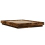 Bed frame with LED lights smoked oak wood 120x200 cm by vidaXL, Beds and slatted bases - Ref: Foro24-3281109, Price: 171,02 €...