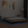 Bed frame with LED lights smoked oak wood 120x200 cm by vidaXL, Beds and slatted bases - Ref: Foro24-3281109, Price: 171,02 €...