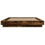 Bed frame with LED lights smoked oak wood 120x200 cm by vidaXL, Beds and slatted bases - Ref: Foro24-3281109, Price: 171,02 €...