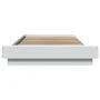 White engineered wood bed frame with LED lights 75x190cm by vidaXL, Beds and slatted bases - Ref: Foro24-3281154, Price: 142,...