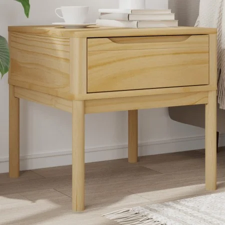 Mesita FLORO madera maciza de pino marrón cera 55x55x54 cm by vidaXL, Decorative tables - Ref: Foro24-374026, Price: 67,38 €,...